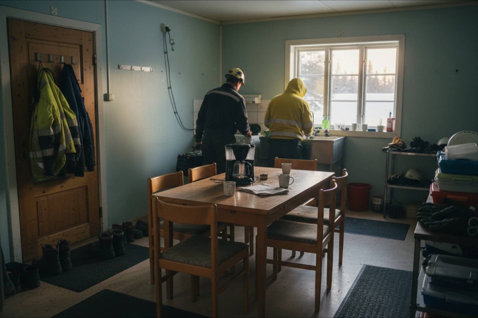 Shared kitchen in a workers' house in Norway
