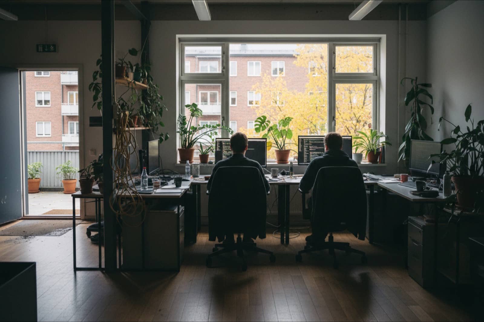 Developers in an Oslo office in autumn light