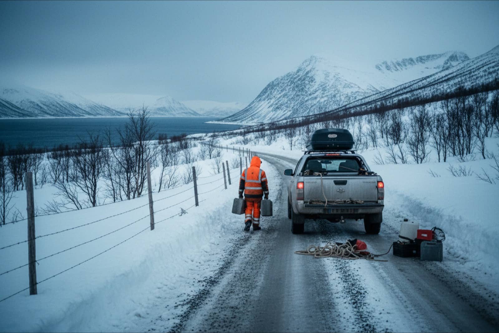 Tie tunturien yli Pohjois-Suomen ja Norjan välillä lopputalvesta